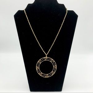 Vintage Celebrity NY Gold-tone Necklace Scroll Pendant